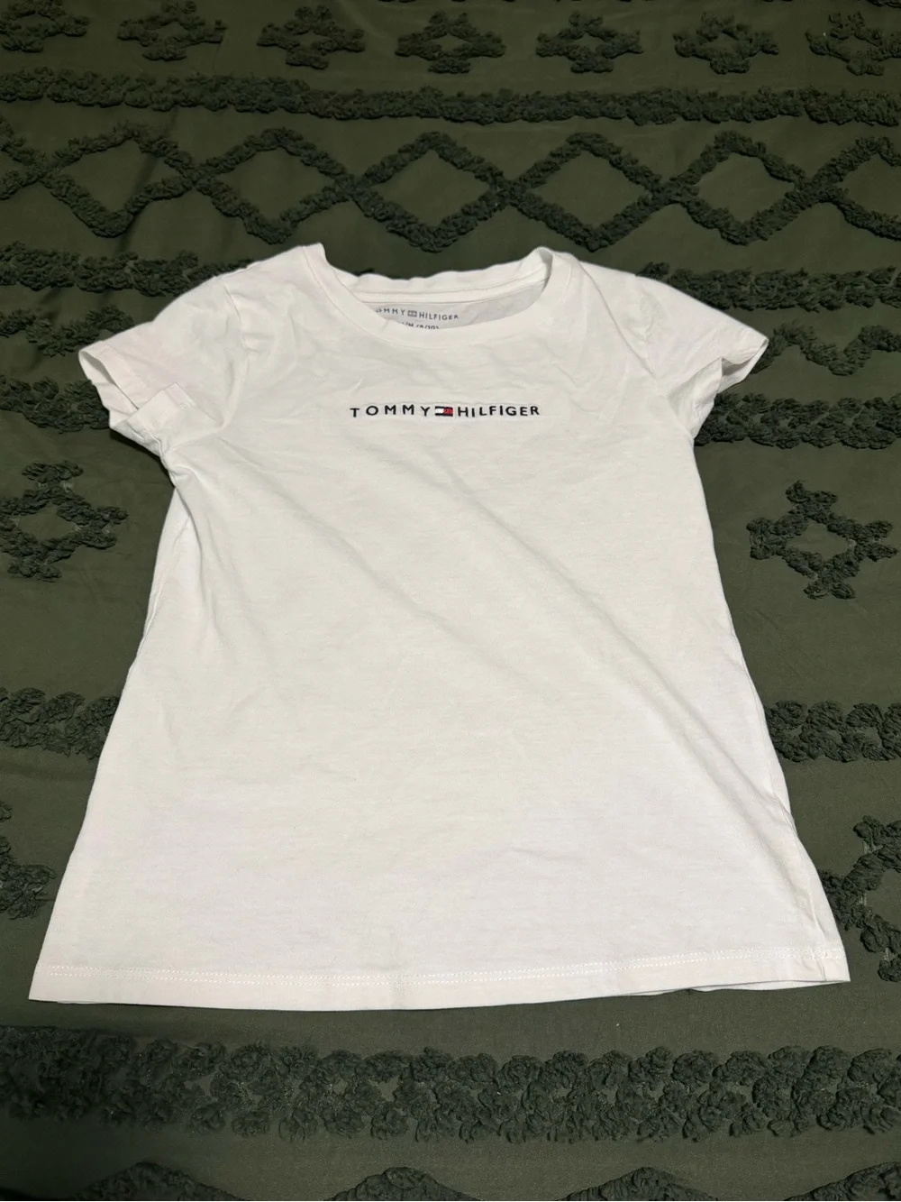 Girls Tommy Hilfiger White Short Sleeve Logo Tee